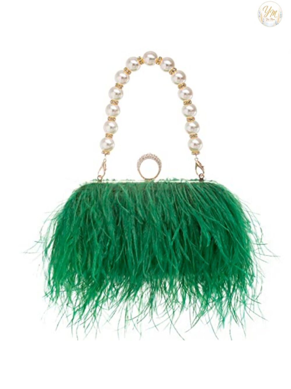 Real Natural Ostrich Feather Evening Bag Clutch Vintage Banquet Handbag